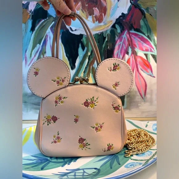 Coach X Disney Minnie Ears Floral Kisslock Bag Crossbody Chain F29351 - Picture 1 of 13